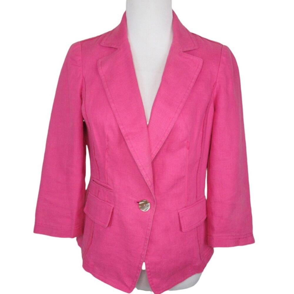 WORTH Pink Fitted Linen Jacket Blazer Women’s Size 8